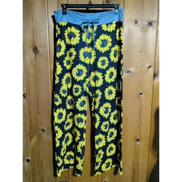 Sunflower print elastic waist casual pants size 3X - Picture 1 of 10